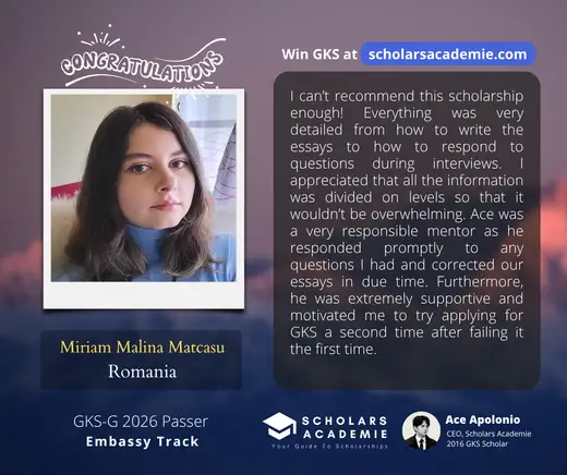 Miriam Malina Matcasu — GKS scholarship winner testimonial