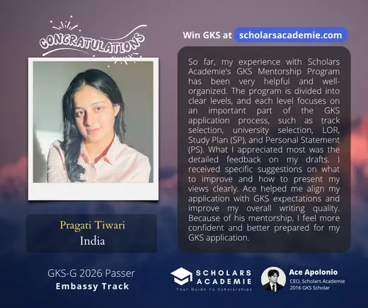 Pragati Tiwari — GKS scholarship winner testimonial