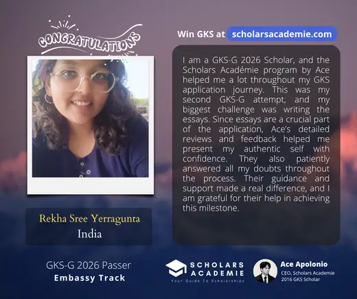 Rekha Sree Yerragunta — GKS scholarship winner testimonial