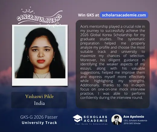 Yashaswi Pikle — GKS scholarship winner testimonial